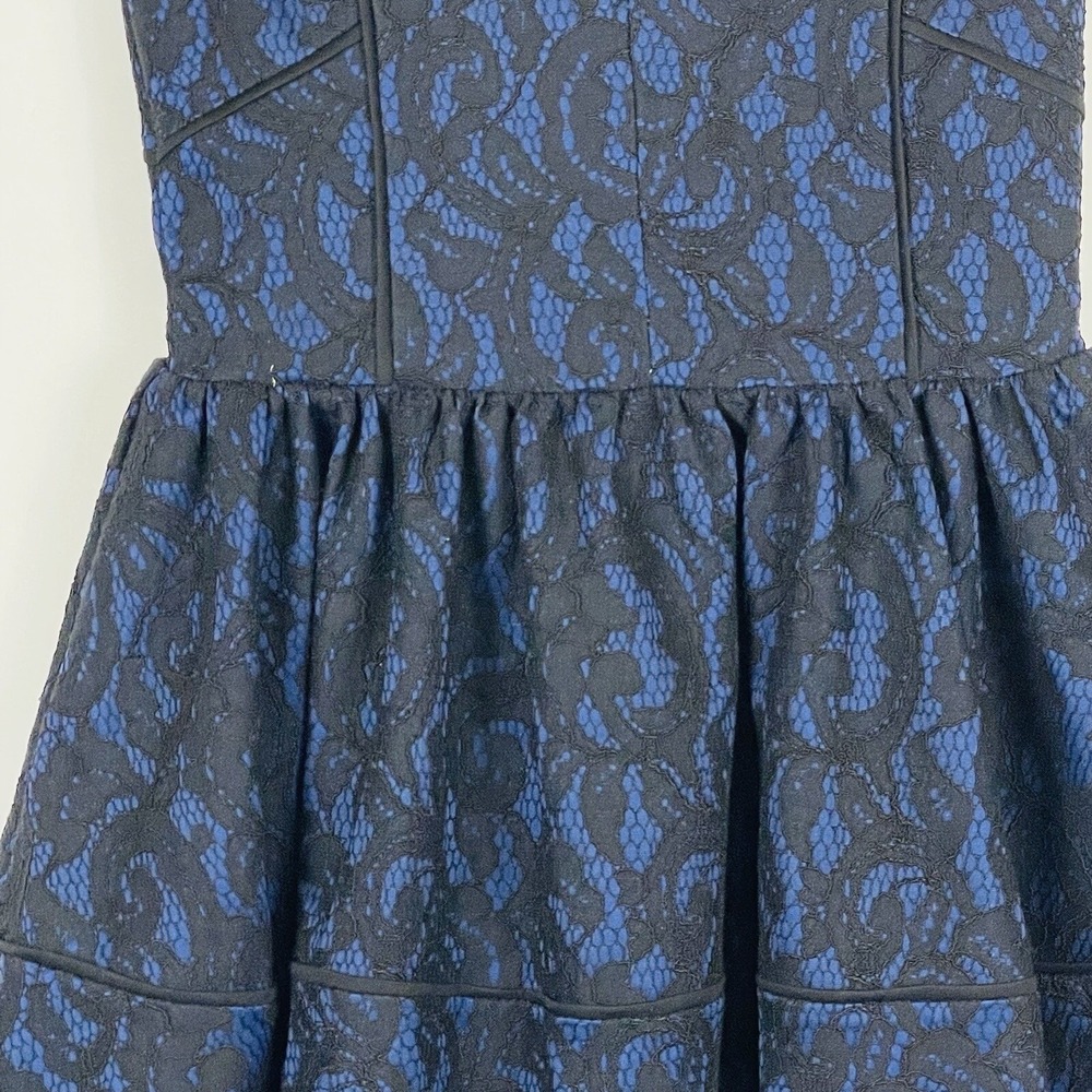 Hazel Lace Fit Flare Dress Womens Small Blue Black Gothic Chic Dark Romance Edgy - Picture 4 of 9